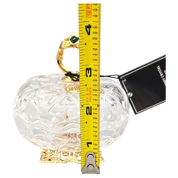 Killarney Crystal Ireland 22K Gold Trinket Dish w/ Emerald Heart Claddagh Accent - Picture 14 of 16